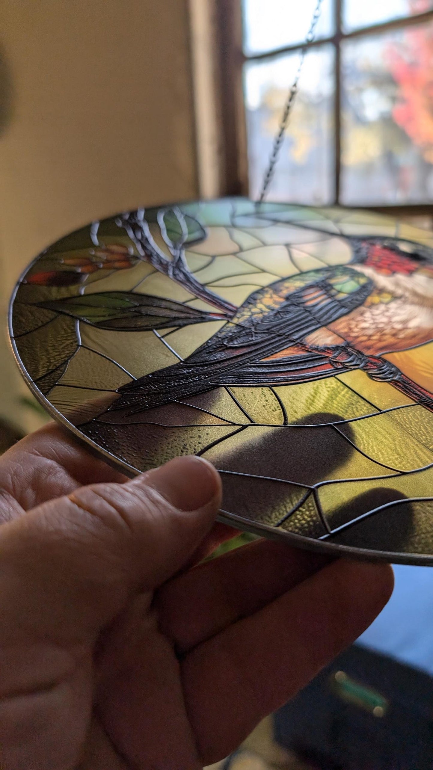 Hummingbird Flower Stained Glass Suncatcher
