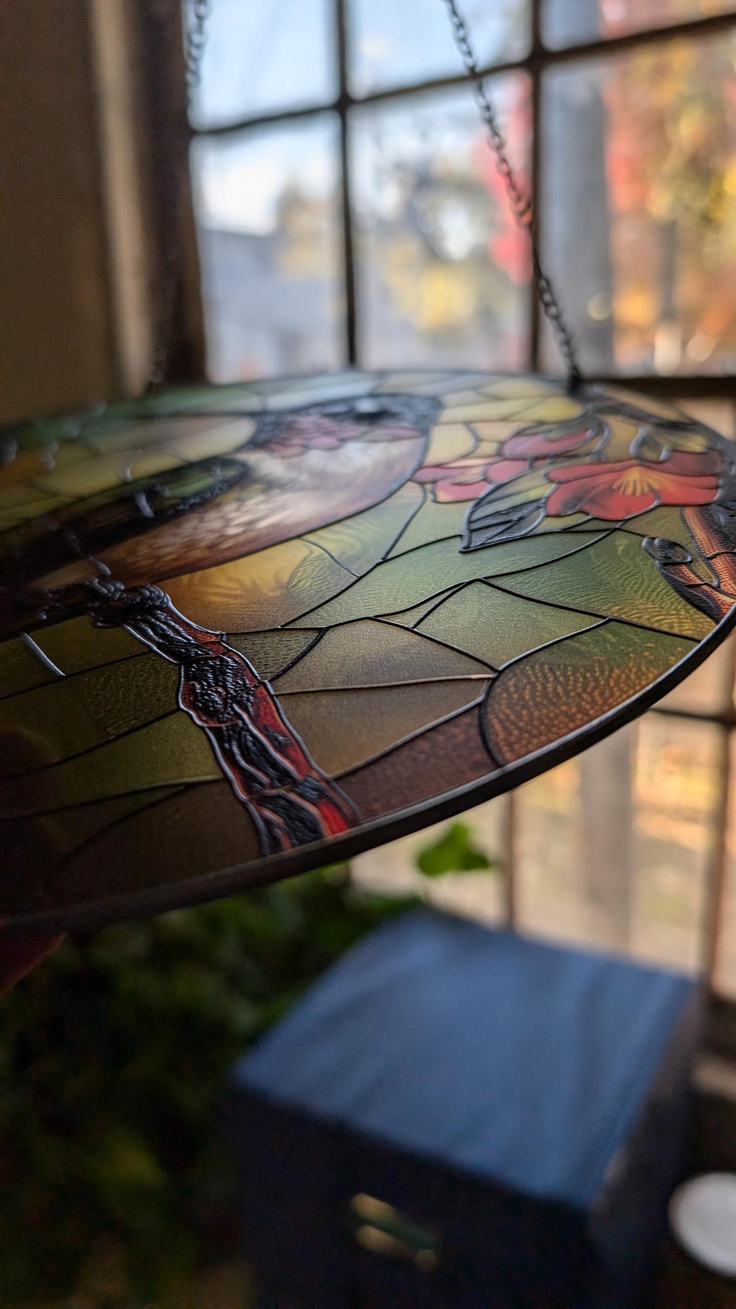 Hummingbird Flower Stained Glass Suncatcher