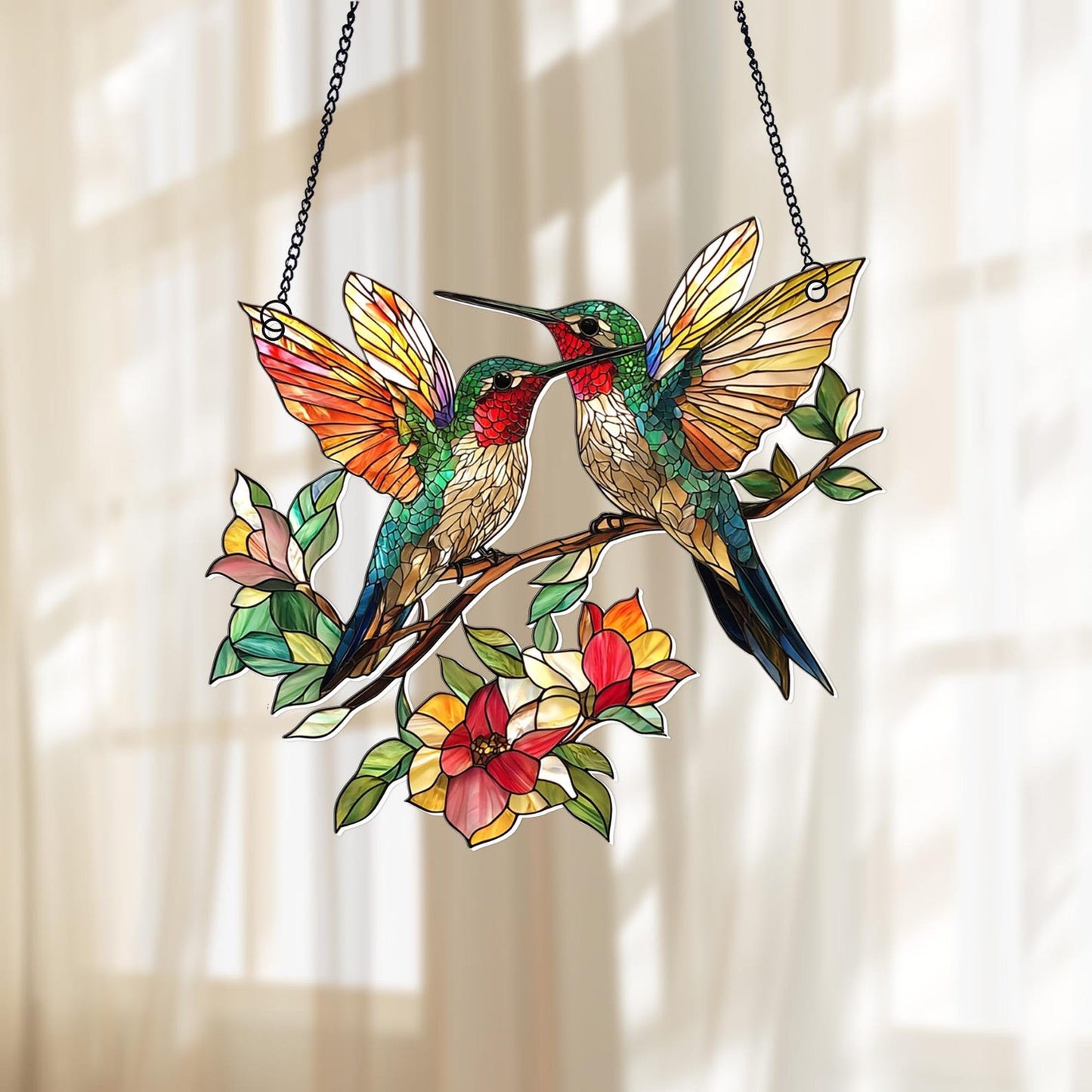 Hummingbird Flower Acrylic window hanging, Ornament Gift