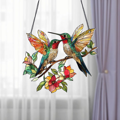 Hummingbird Flower Acrylic window hanging, Ornament Gift