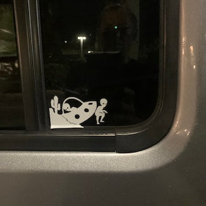 Crashed UFO Alien Corner Windshield Sticker