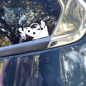 Crashed UFO Alien Corner Windshield Sticker