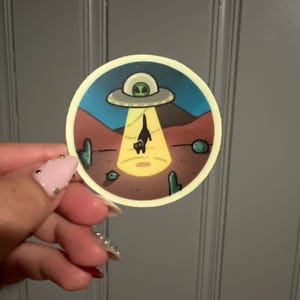 Glow in the Dark UFO Kitty Sticker