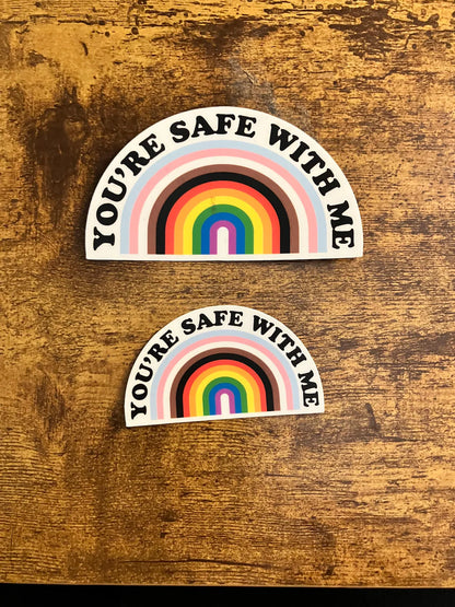 You're Safe With Me Arched Sticker