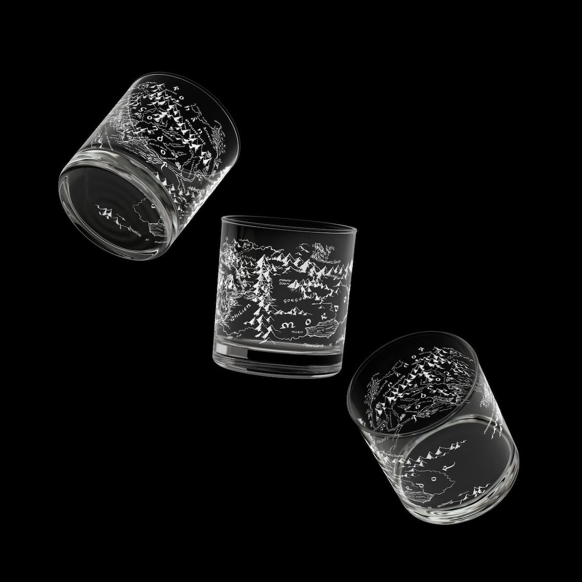 Fantasy Realm Map Whiskey Glass