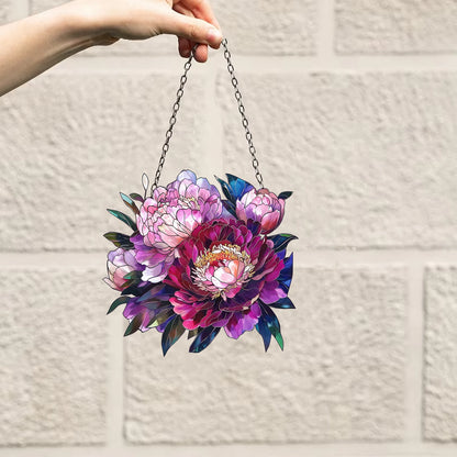 Peonies Flowers Acrylic Window Hanging