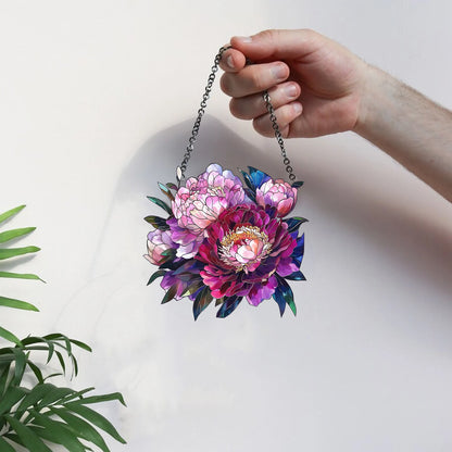 Peonies Flowers Acrylic Window Hanging