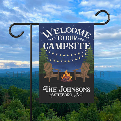 Personalized Welcome to Our Campsite Flag, Garden Flag, House Flag, Camping Gift, Gift for Campers