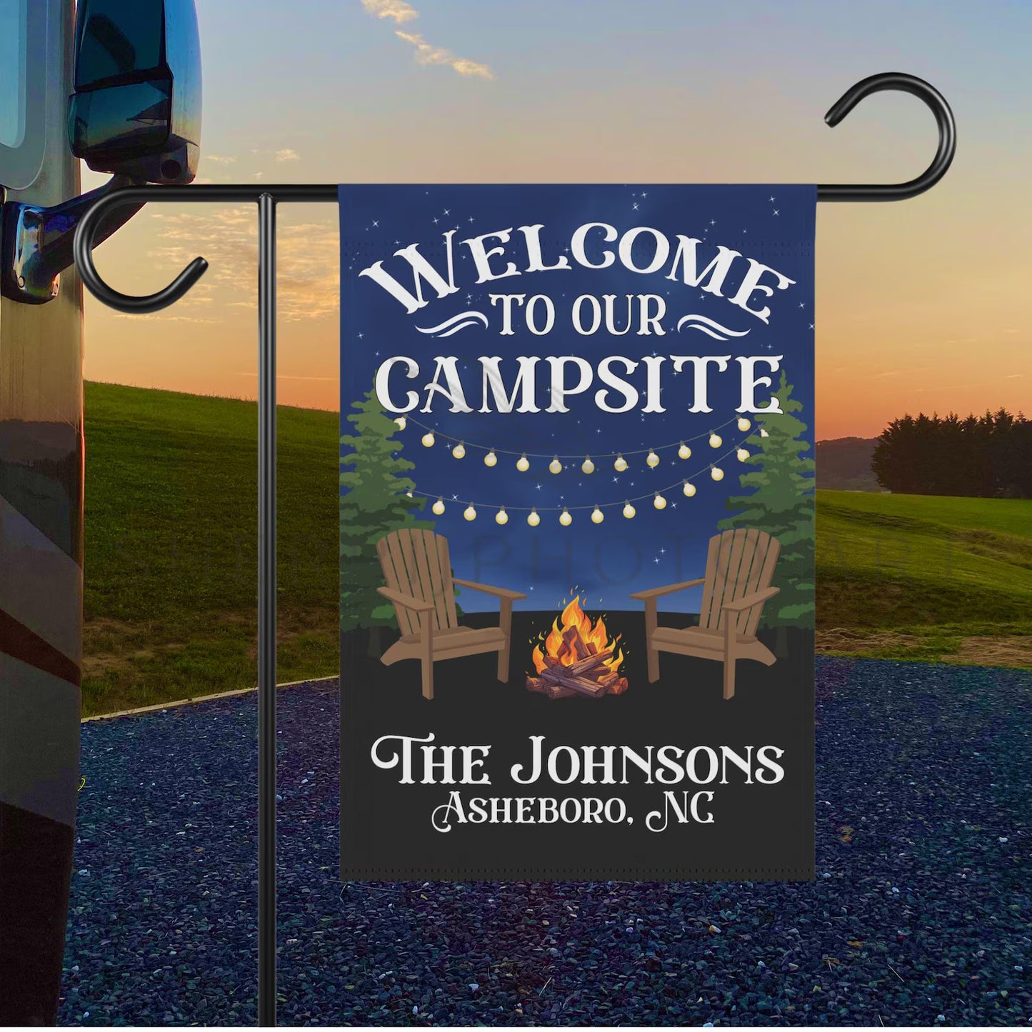 Personalized Welcome to Our Campsite Flag, Garden Flag, House Flag, Camping Gift, Gift for Campers