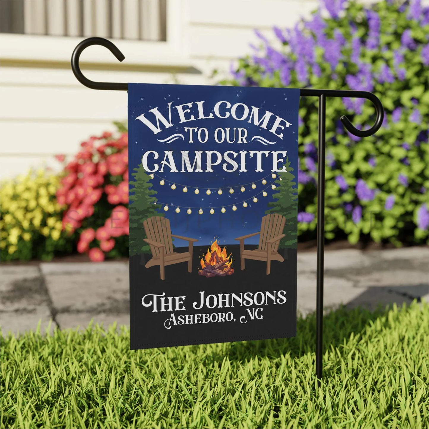 Personalized Welcome to Our Campsite Flag, Garden Flag, House Flag, Camping Gift, Gift for Campers