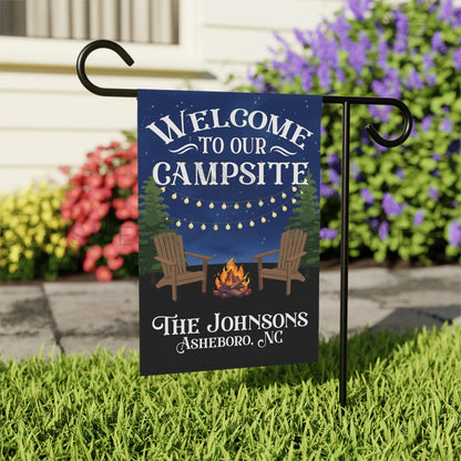 Personalized Welcome to Our Campsite Flag, Garden Flag, House Flag, Camping Gift, Gift for Campers