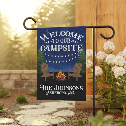 Personalized Welcome to Our Campsite Flag, Garden Flag, House Flag, Camping Gift, Gift for Campers