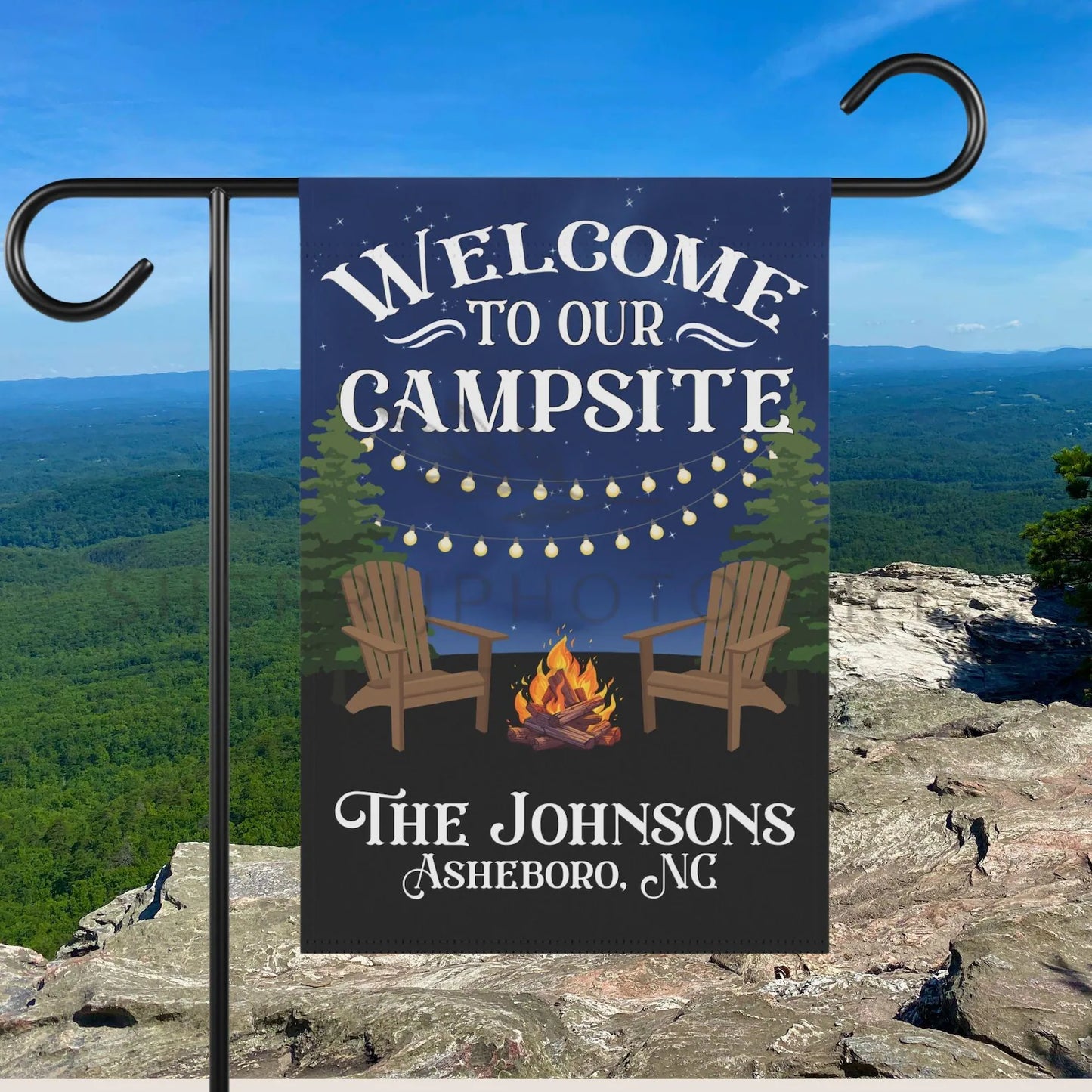 Personalized Welcome to Our Campsite Flag, Garden Flag, House Flag, Camping Gift, Gift for Campers