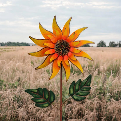 Sunflower Windmill | Kinetic Windmill | Kinetic Sculpture | Rural Garden Wind Spinner | Sunflower Garden Decoration