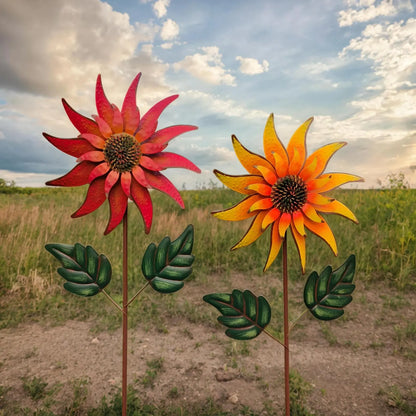 Sunflower Windmill | Kinetic Windmill | Kinetic Sculpture | Rural Garden Wind Spinner | Sunflower Garden Decoration
