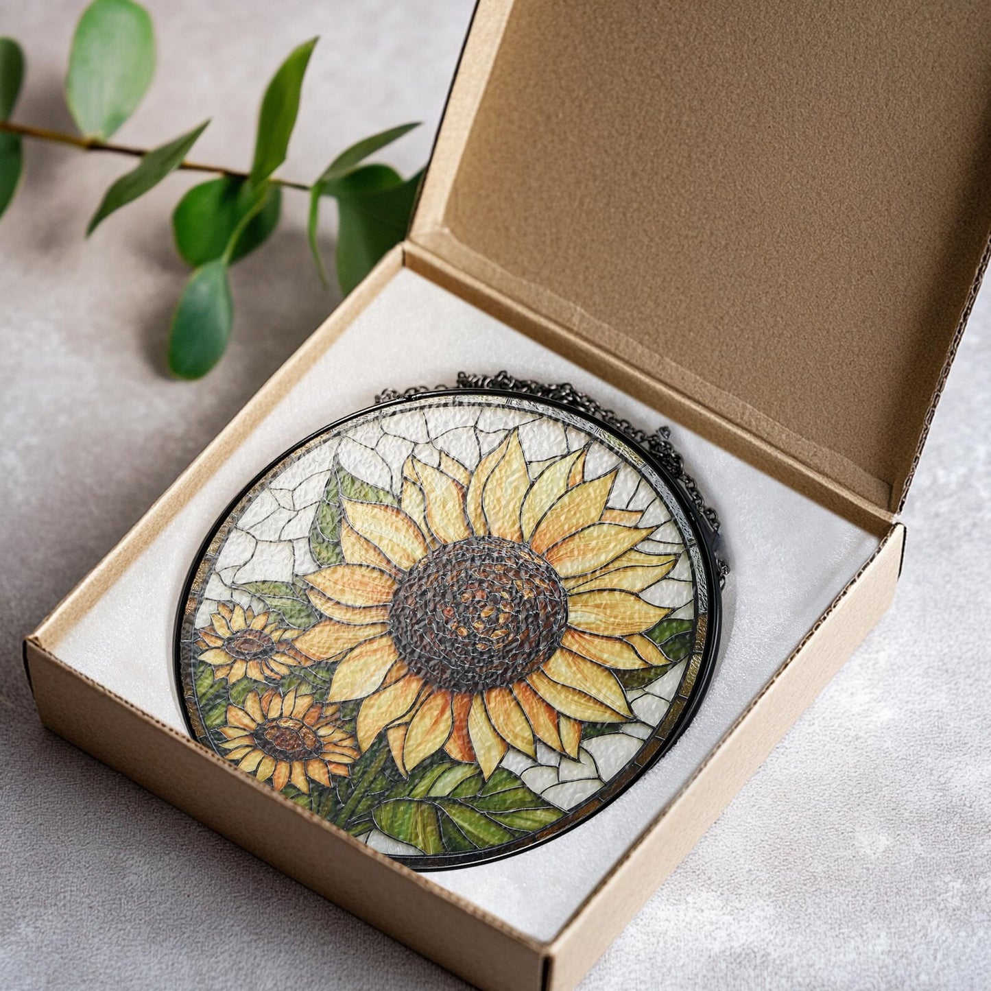 Sunflower Stained Glass Suncatcher Floral Pendant