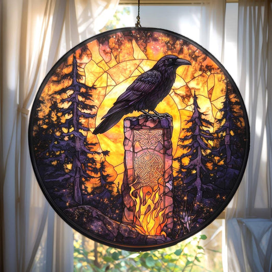 Raven With Viking Runes Acrylic Window