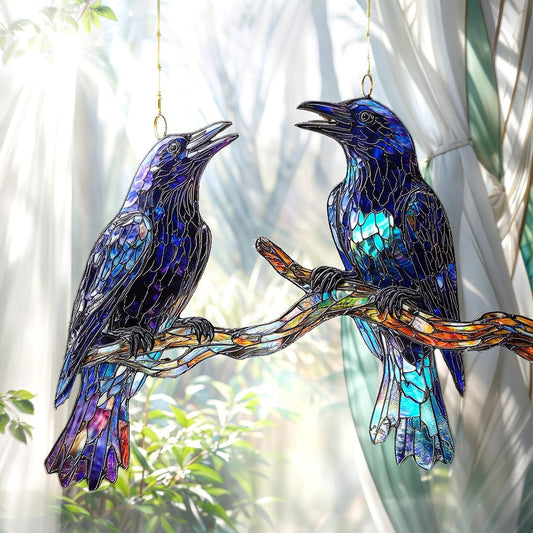 Two Raven Acrylic Window Hanging