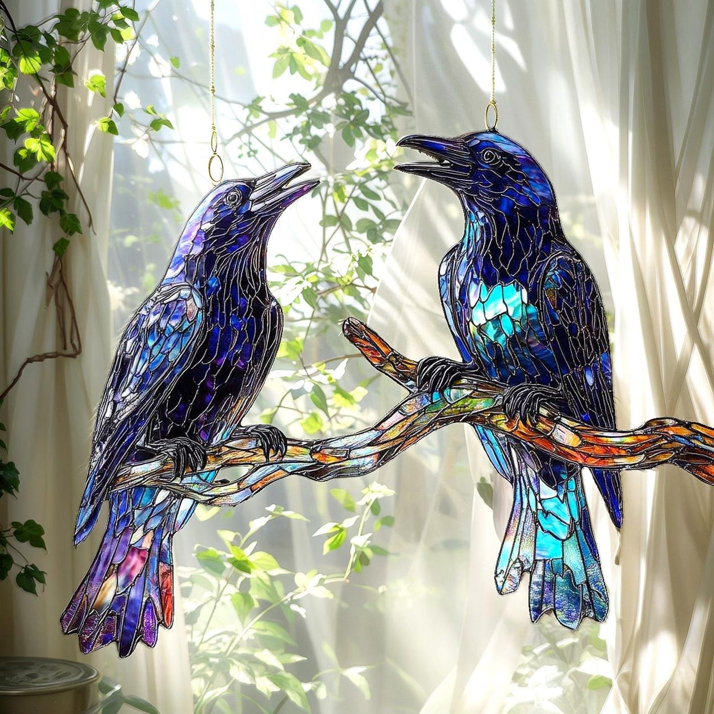 Two Raven Acrylic Window Hanging