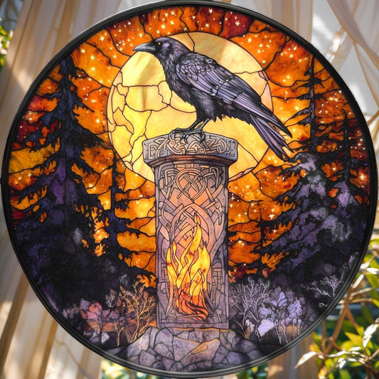 Raven With Viking Runes Acrylic Window