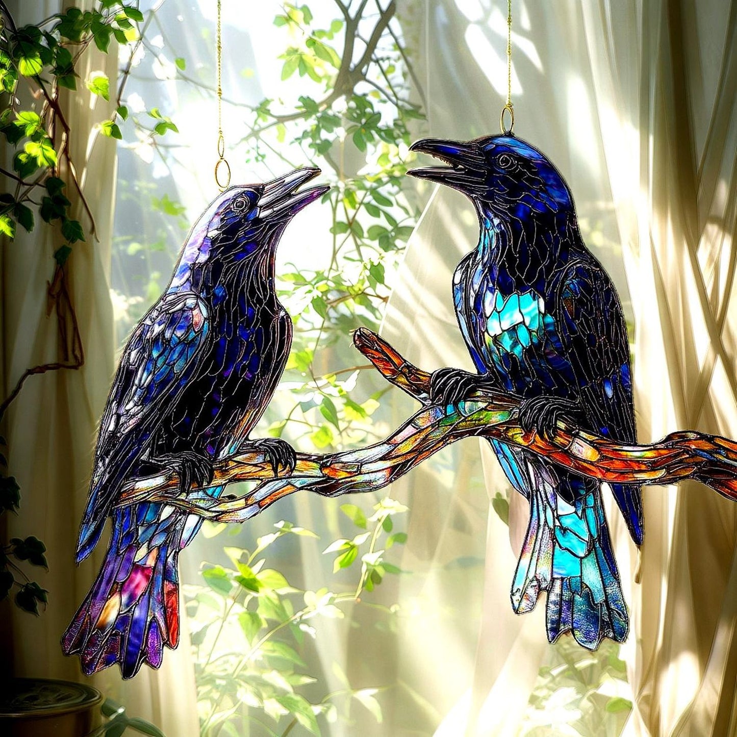 Two Raven Acrylic Window Hanging
