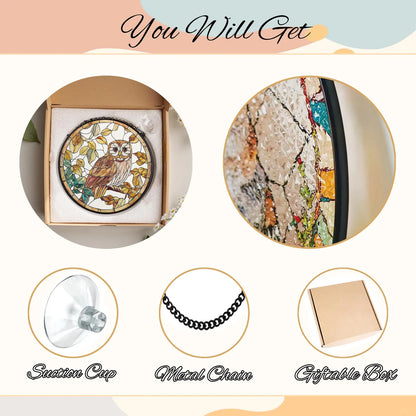 Owl Stained Glass Suncatcher: Bird Window Hanging Decor 2