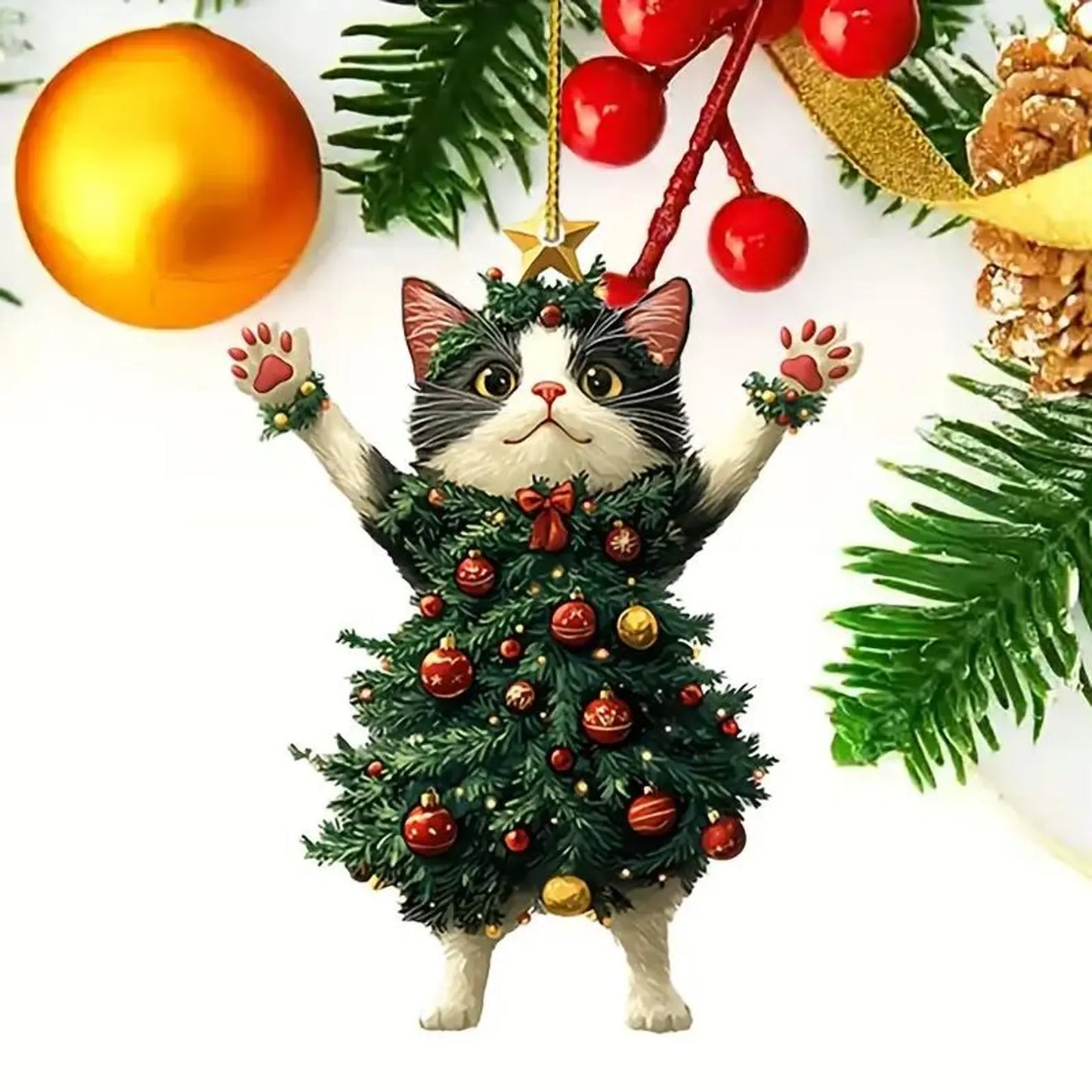 Cute Cat Christmas Ornament - Funny Holiday Pet Gift