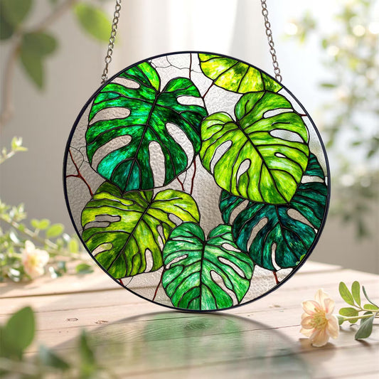 Monstera Plant Lover Stained Glass Suncatcher