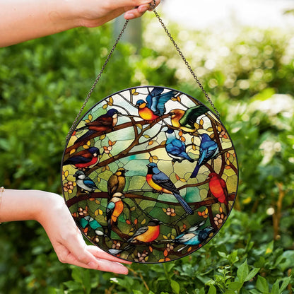 Colorful Bird Glass Suncatcher