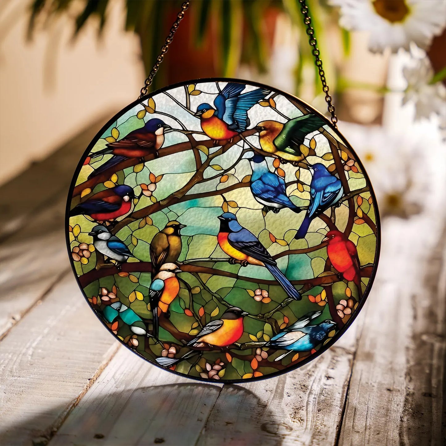 Colorful Bird Glass Suncatcher