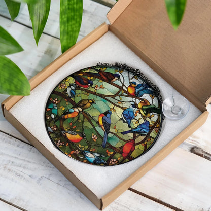Colorful Bird Glass Suncatcher
