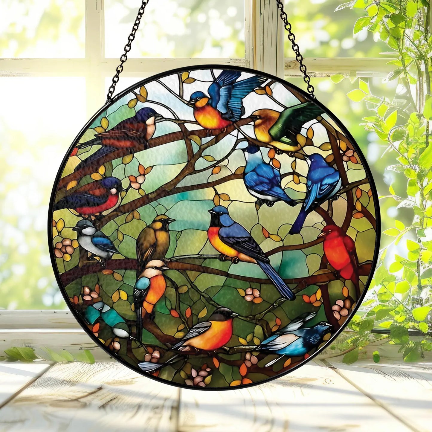Colorful Bird Glass Suncatcher