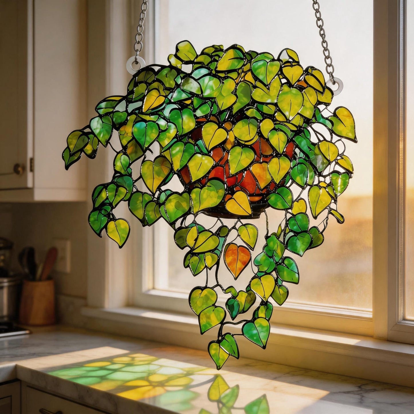 Green Leaf Window Hanging Suncatcher Acrylic