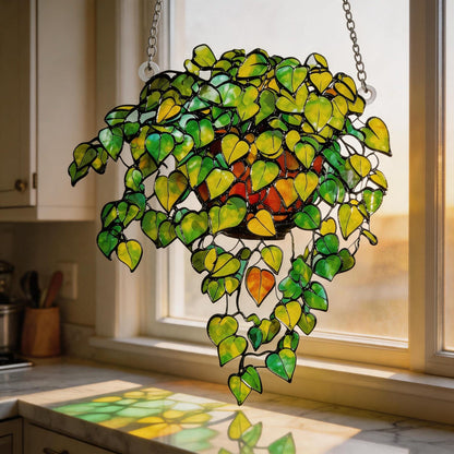 Green Leaf Window Hanging Suncatcher Acrylic