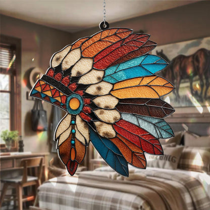 Feather Headdress Acrylic Window Hanging