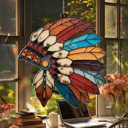 Feather Headdress Acrylic Window Hanging