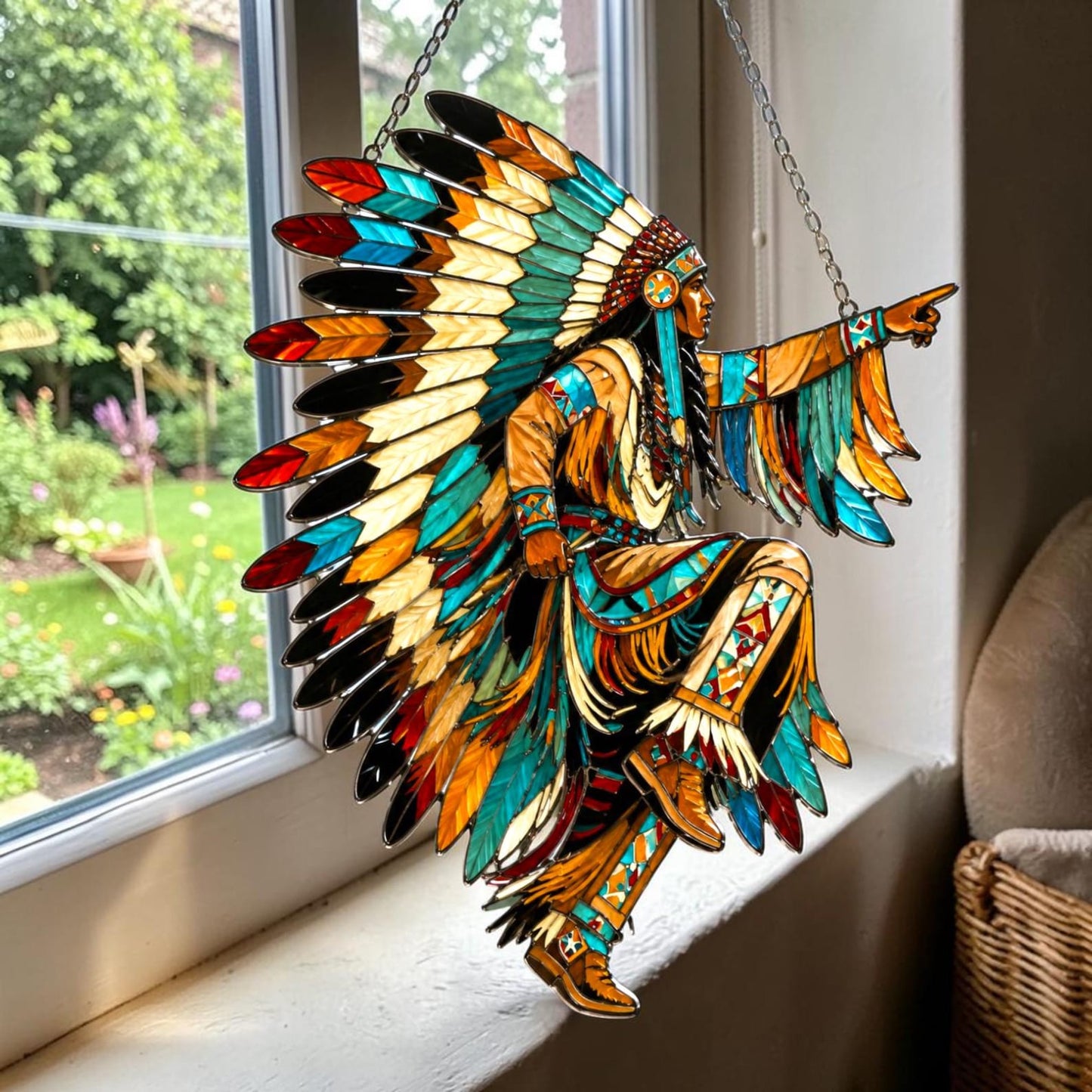 Native American Chief Acrylic Window Hanging