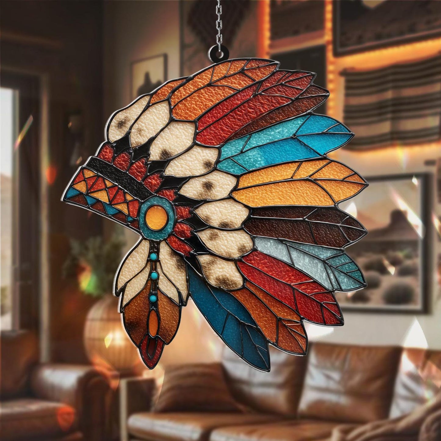 Feather Headdress Acrylic Window Hanging