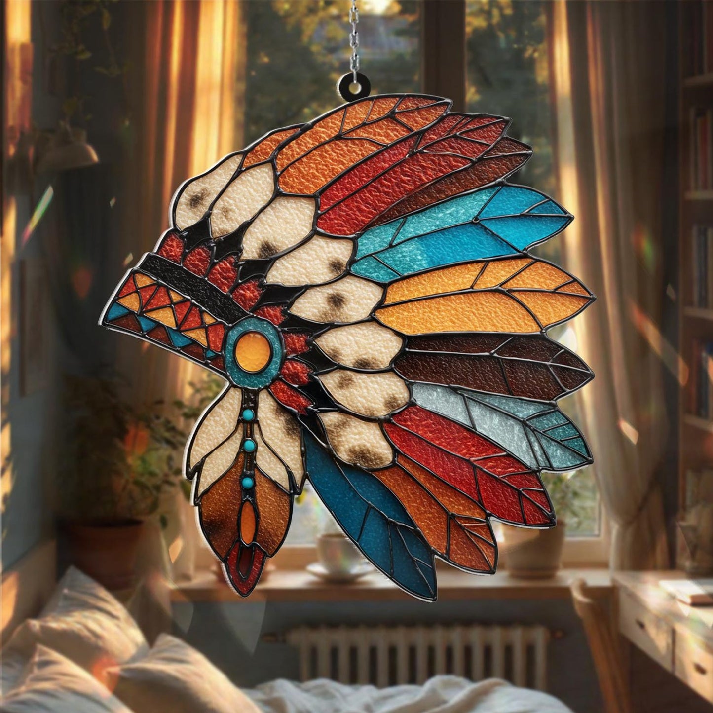 Feather Headdress Acrylic Window Hanging
