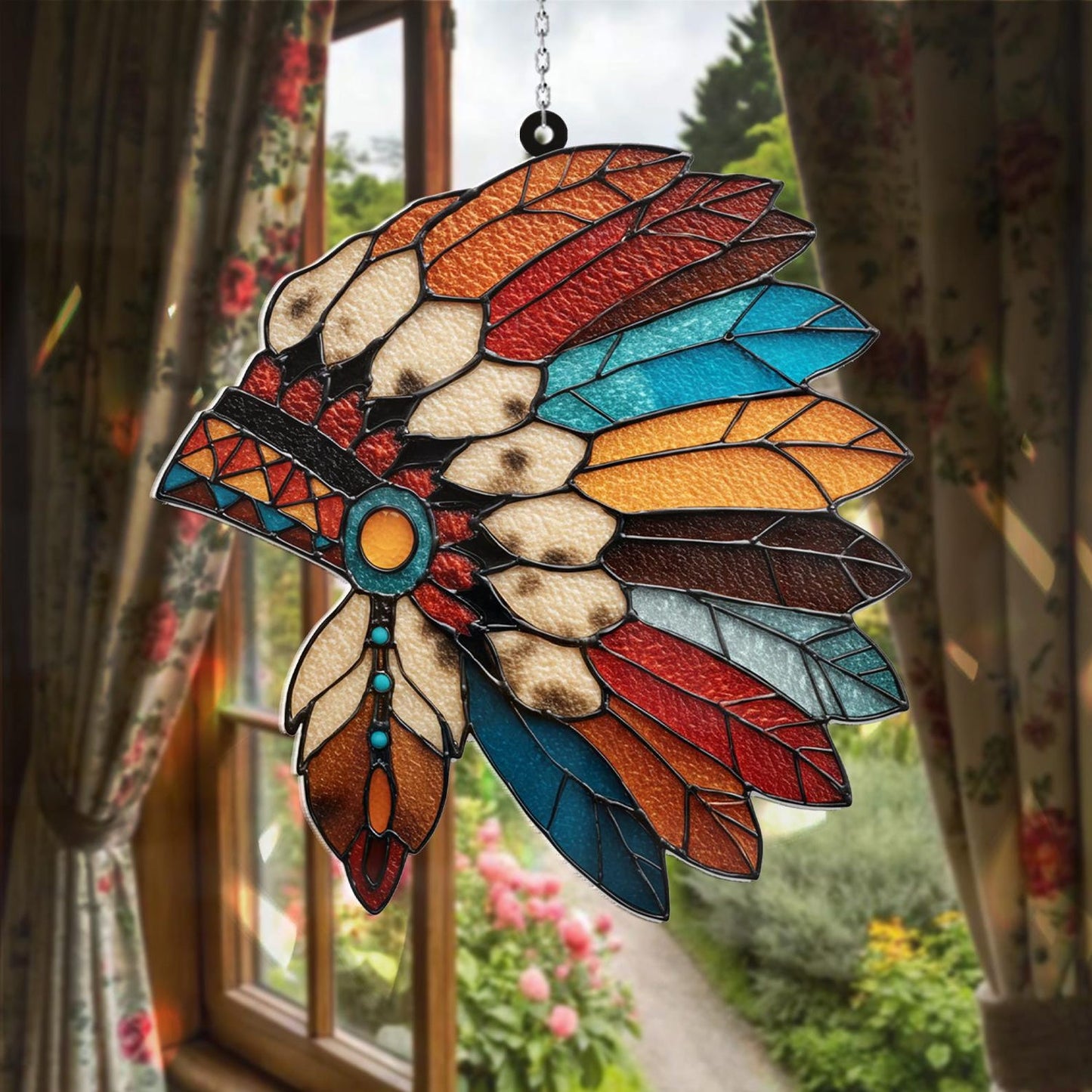 Feather Headdress Acrylic Window Hanging