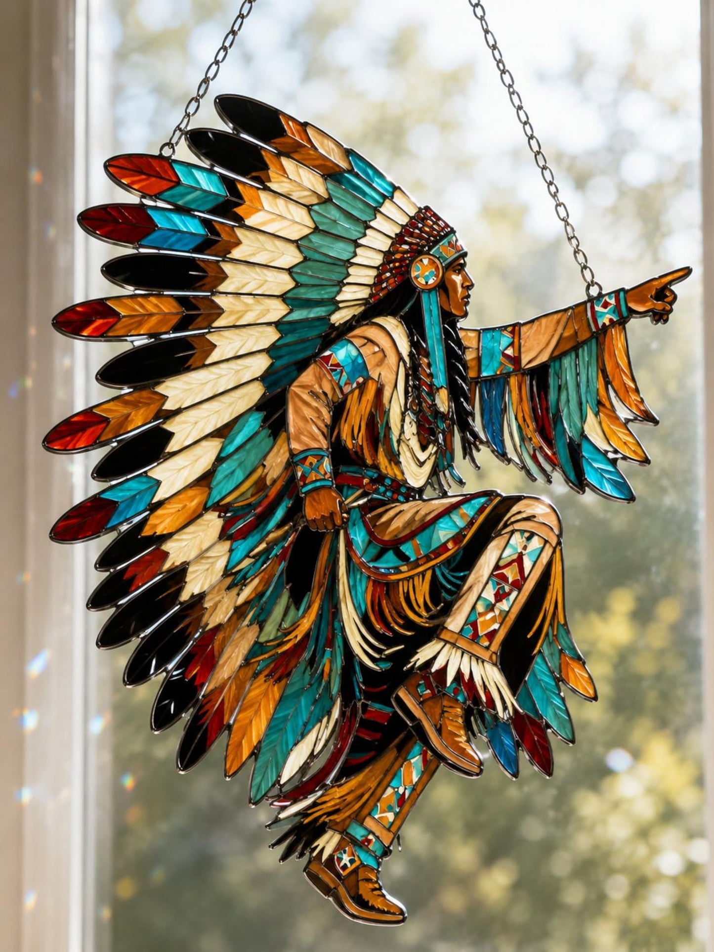 Native American Chief Acrylic Window Hanging