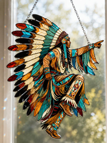 Native American Chief Acrylic Window Hanging
