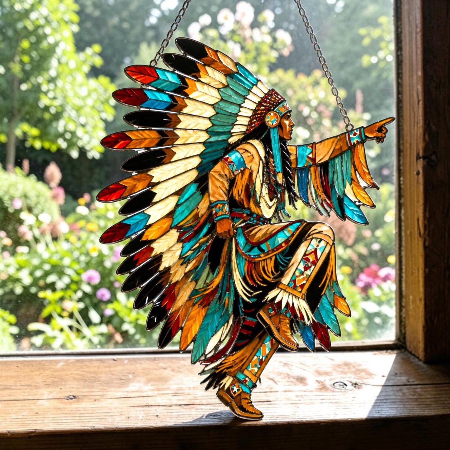 Native American Chief Acrylic Window Hanging