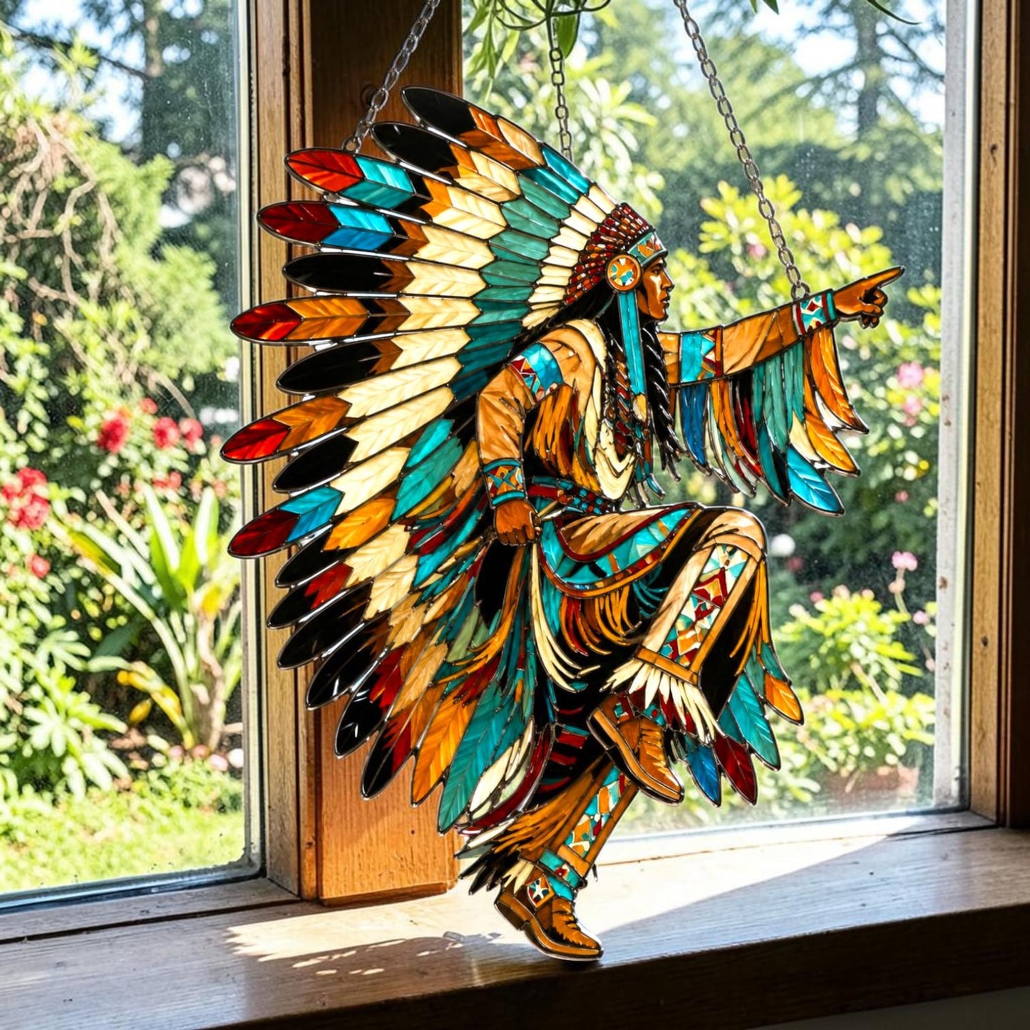 Native American Chief Acrylic Window Hanging