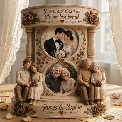Custom Couple Photo Wooden Block, Then & Now Anniversary Keepsake, Romantic Gift
