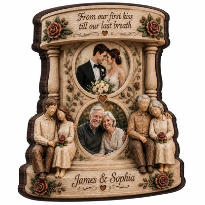 Custom Couple Photo Wooden Block, Then & Now Anniversary Keepsake, Romantic Gift