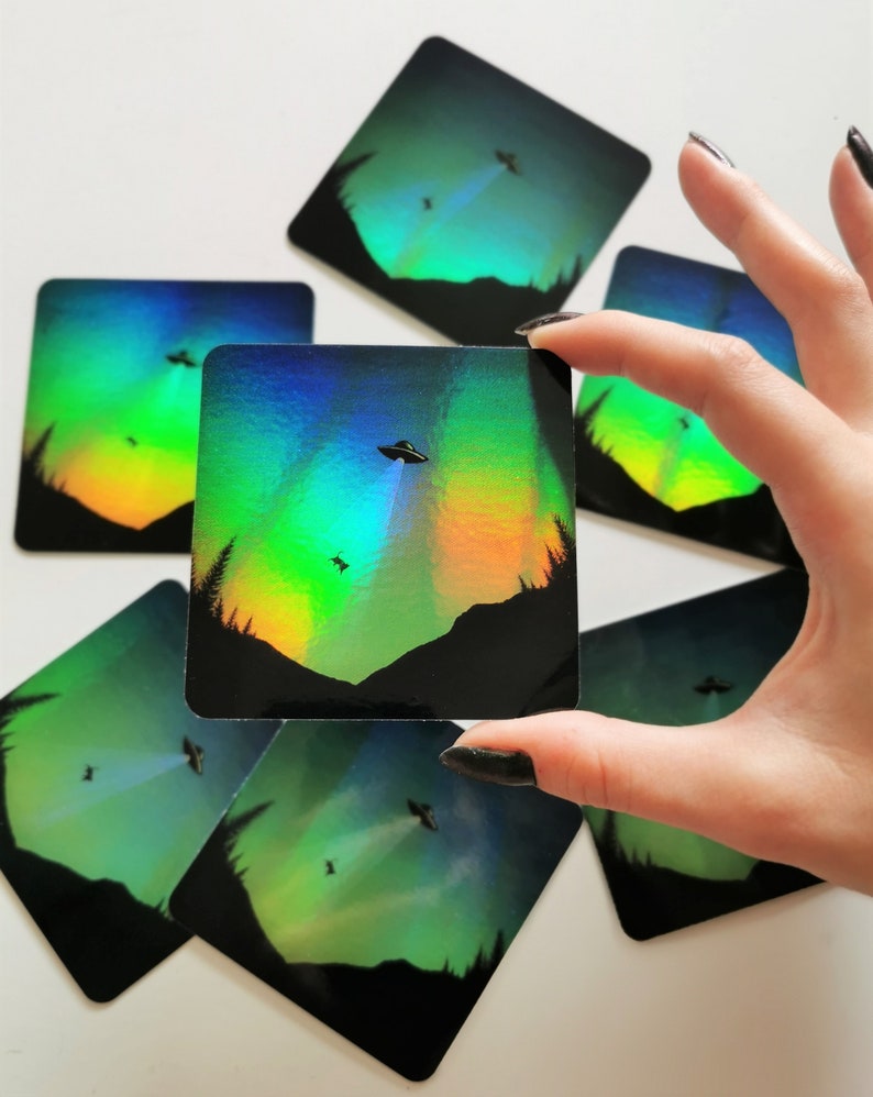 Holographic UFO Sticker