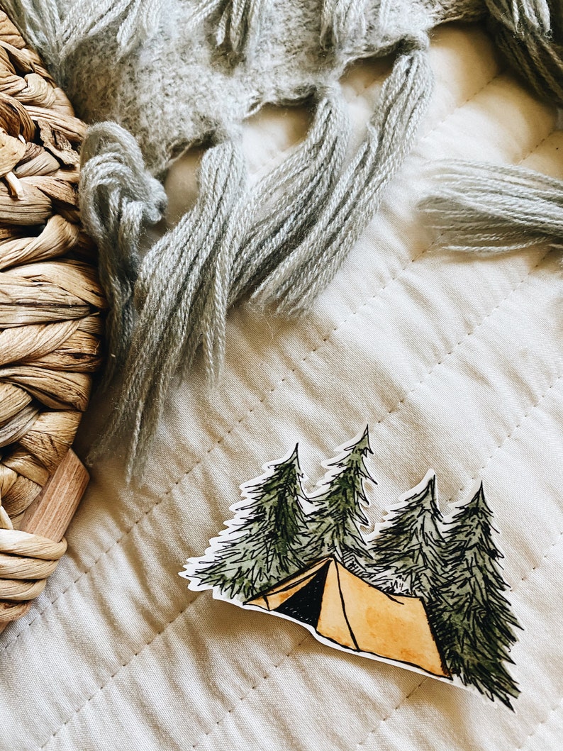 Camping Tent Forest Fall Vinyl Sticker
