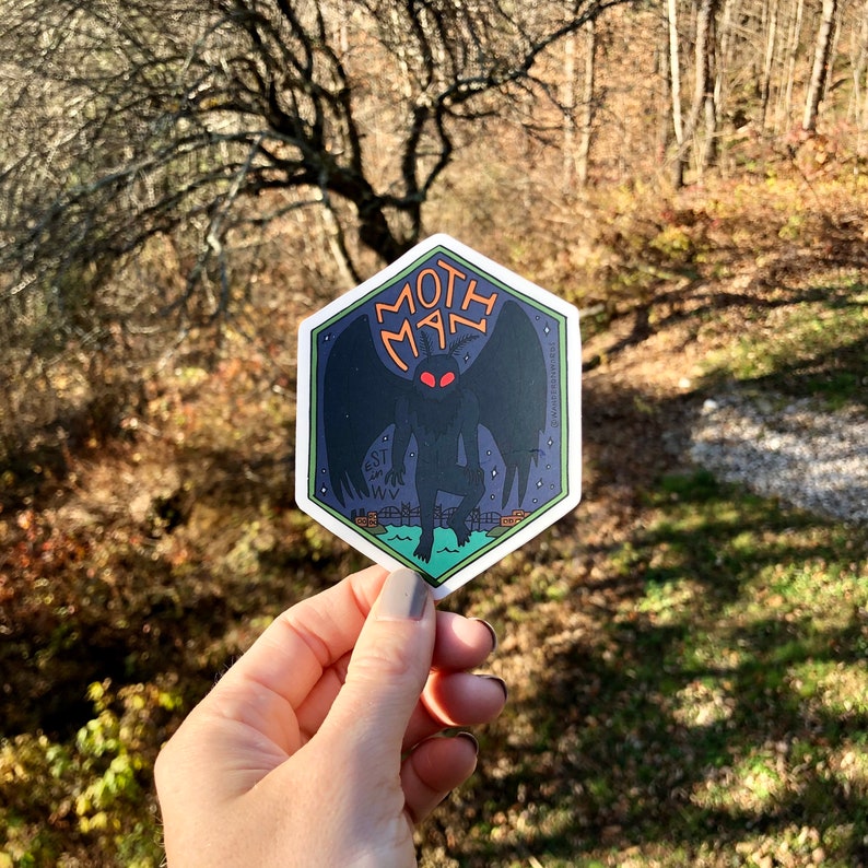 Hand-Lettered Mothman Sticker