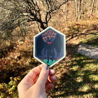 Hand-Lettered Mothman Sticker